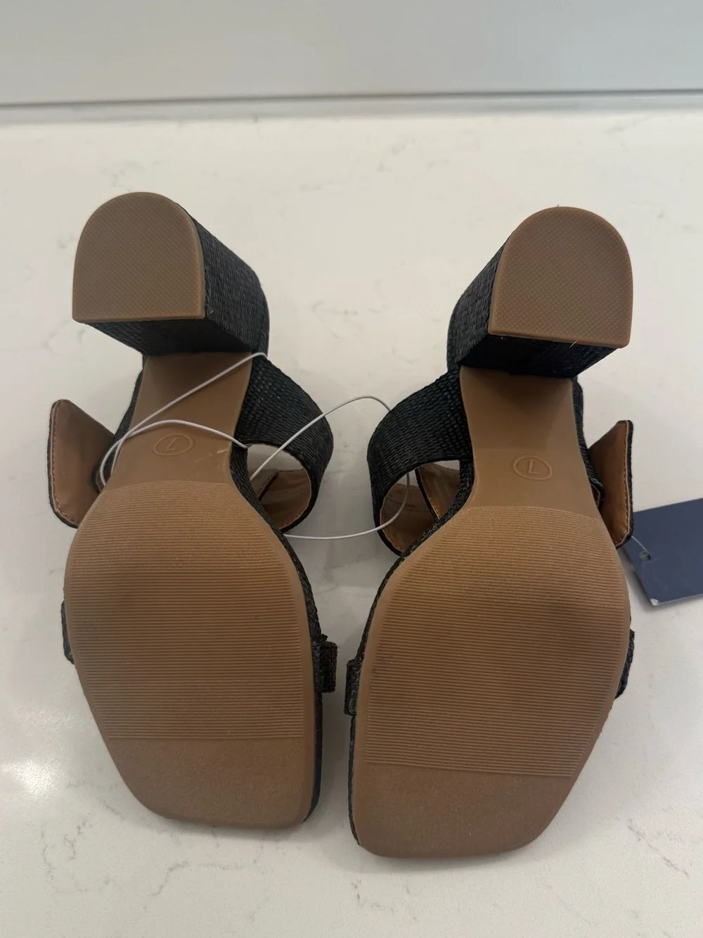 NWT TARGET UNIVERSAL THREAD Black Woven Heels with Faux Bamboo Buckle, size 7 - Picture 11 of 11